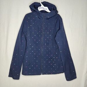 Yigga Girl's Dotted Blue Jacket With Hood Size 164 (Approx. Kids Size US 12 -14)